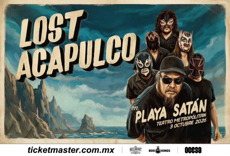 Cartel de Lost Acapulco presentando Playa Satán en el Teatro Metropólitan el 3 de octubre de 2026