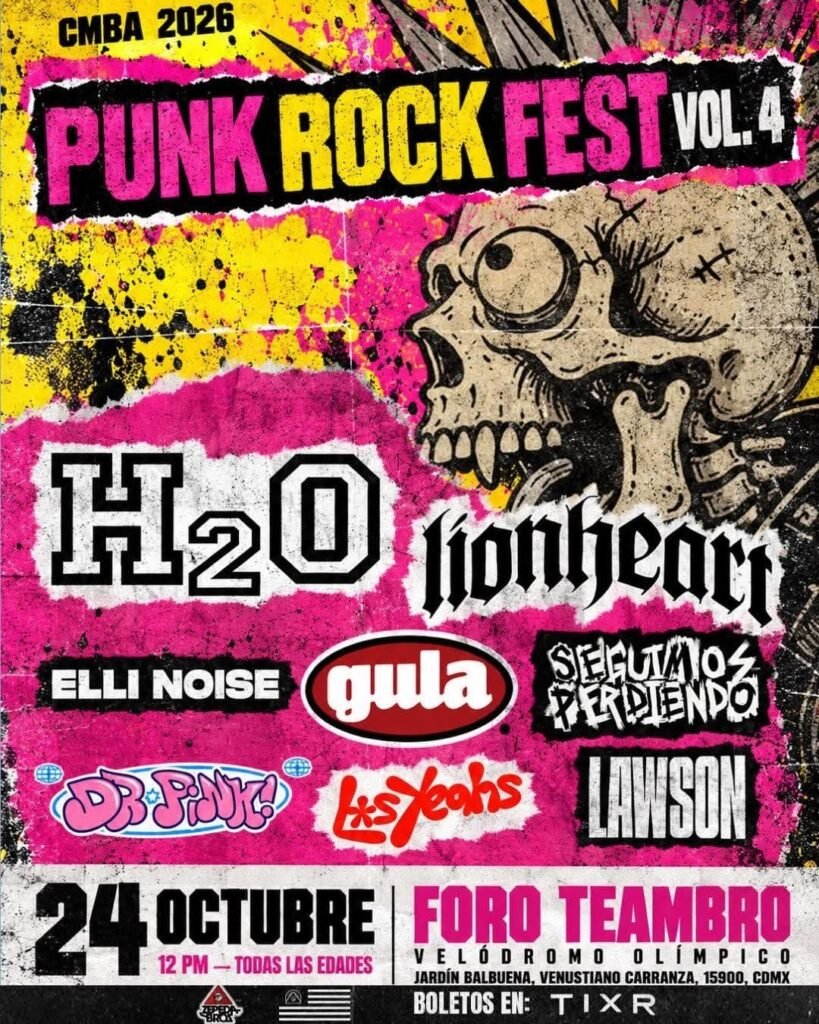 Cartel del CMBA Punk Rock Fest Vol. 4 2026 con H2O, Lionheart y bandas invitadas, el 24 de octubre en el Foro Teambro, CDMX.